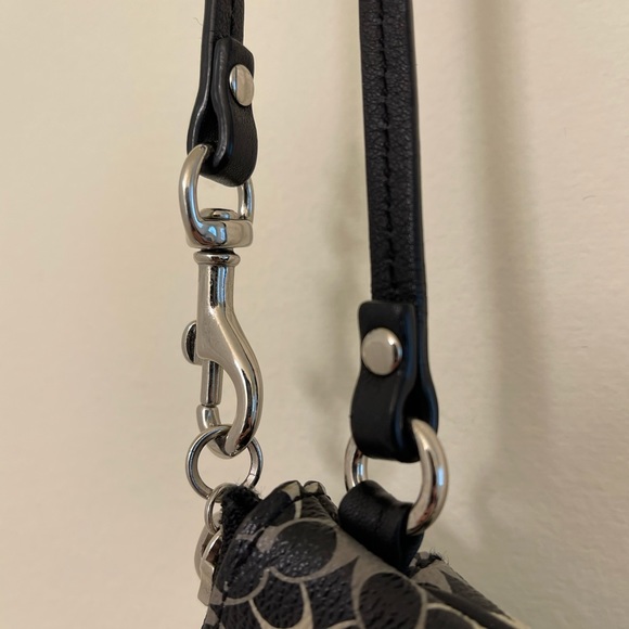 Coach Leather Clutch Wristlet with Strap in Black, Grey, and White - Picture 4 of 6